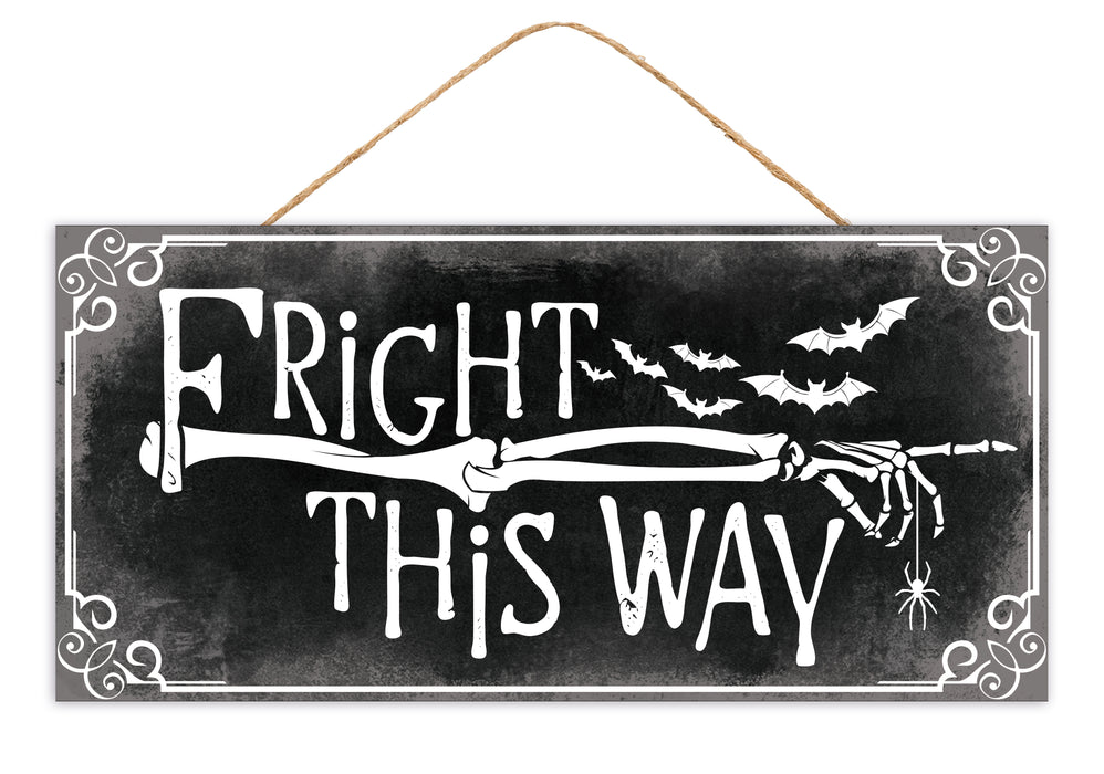 12.5"L X 6"H Fright This Way Sign Black/White/Grey AP740355 - DecoExchange®
