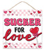10"Sq Sucker For Love W/Checkerboard Red/Hot Pink AP7428E8 - DecoExchange®