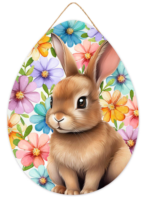 12"H X 9"L Bunny W/Florals Egg Sign Multi AP7430F4 - DecoExchange®