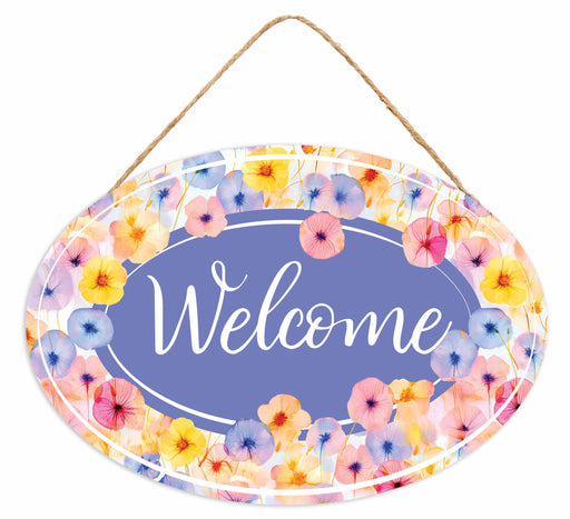 13"L X 9"H Welcome W/Watercolor Florals Multi AP7432F1 - DecoExchange®