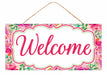 12.5"L X 6"H Welcome W/Floral Frame Sign White/Green/Pink AP744122 - DecoExchange®