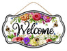 12.5"Lx7.5"H Welcome With Florals/Bees Sign White/Black/Multi AP744833 - DecoExchange