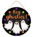 10.5"Dia Glitter Hey Ghosties Sign Black/White/Org/Lime/Prpl AP7895A9 - DecoExchange