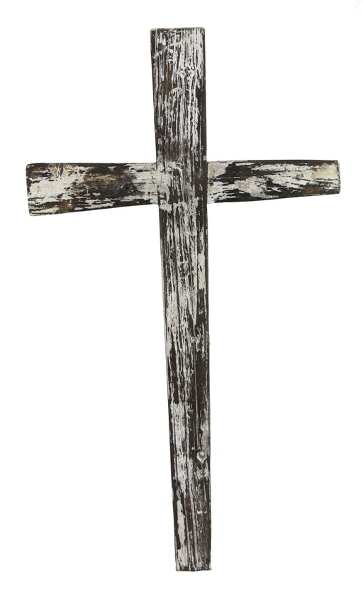 26"H X 15"W Rustic Tapered Cross Whitewash Brown AW960834 - DecoExchange®