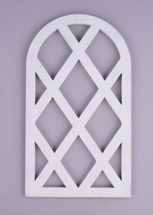 20"H X 11.5"W Arched Lattice Window Matte White AW992327 - DecoExchange