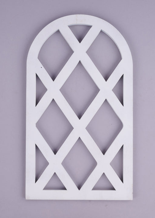 20"H X 11.5"W Arched Lattice Window Matte White AW992327 - DecoExchange
