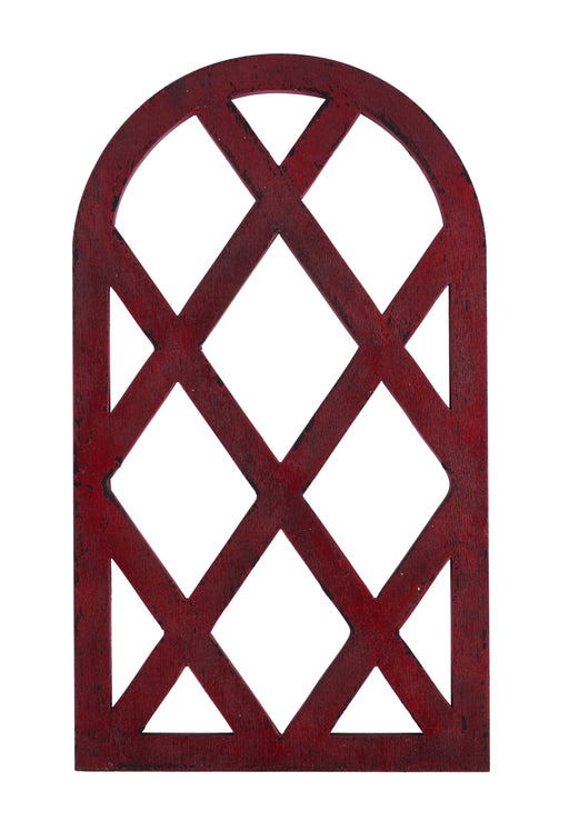 20"H X 11.5"W Arched Lattice Window Antique Red AW992450