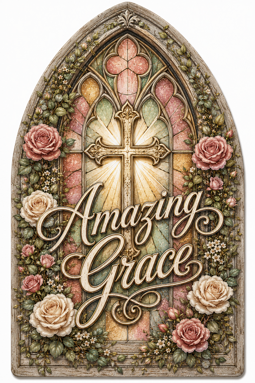 Amazing Grace, PS-W-0020, 12in Sign For Wreath, Wood Wreath Sign