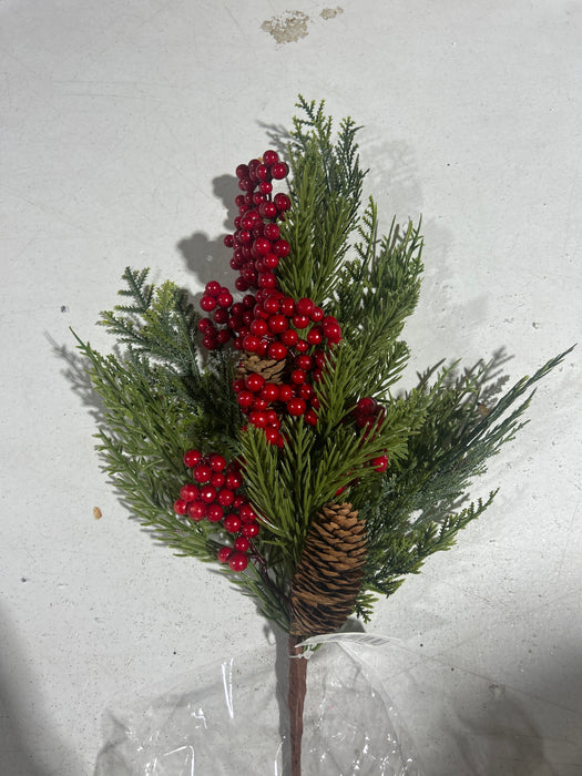 Christmas Cedar & Berry Pick - Red - 69272