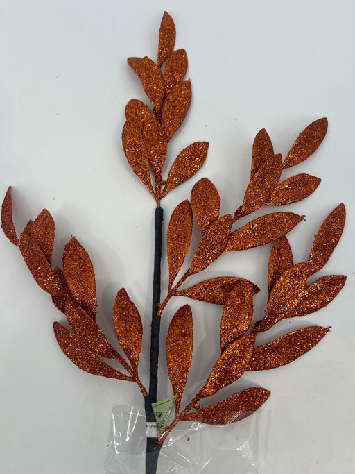 30" Glitter Laurel Leaf Spray MTH13327-ORNG - DecoExchange®