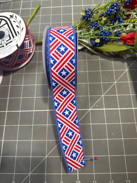 1.5"X10Yd Stars/Stripes Red/White/Royal Blue RGH1298CA - DecoExchange