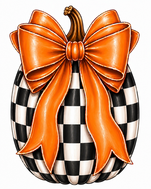 Black and White Pumpkin with Bow Sign, MF-W-0017, Sign For Wreath, Wood Wreath Sign - DecoExchange®