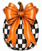 Black and White Pumpkin with Bow Sign, MF-W-0017-DH, 22" Door Hanger