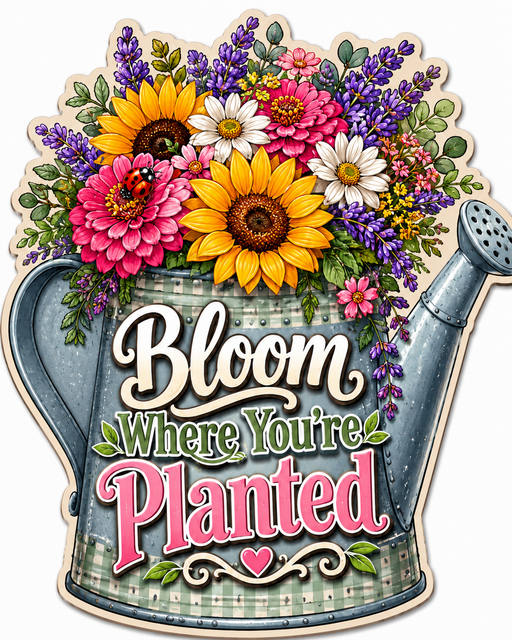 Bloom Where Youre Planted, PS-W-0054, 12in Sign For Wreath, Wood Wreath Sign