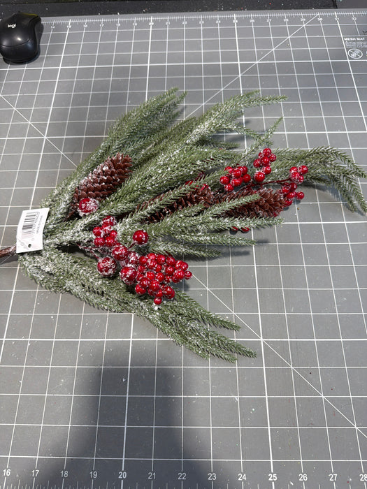 Snowy Pine Spray with Berries and Pine Cones 69462