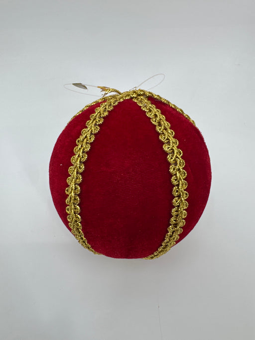 4" Red Velvet With Gold Braid Ornament 4531108 - DecoExchange®
