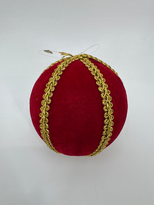 4" Red Velvet With Gold Braid Ornament 4531108 - DecoExchange®