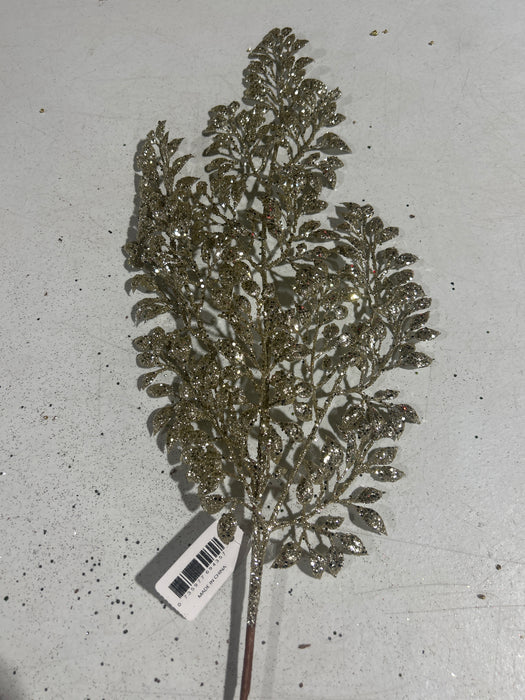 Glitter Boxwood Spray - 3 Stems - Champagne - 69435