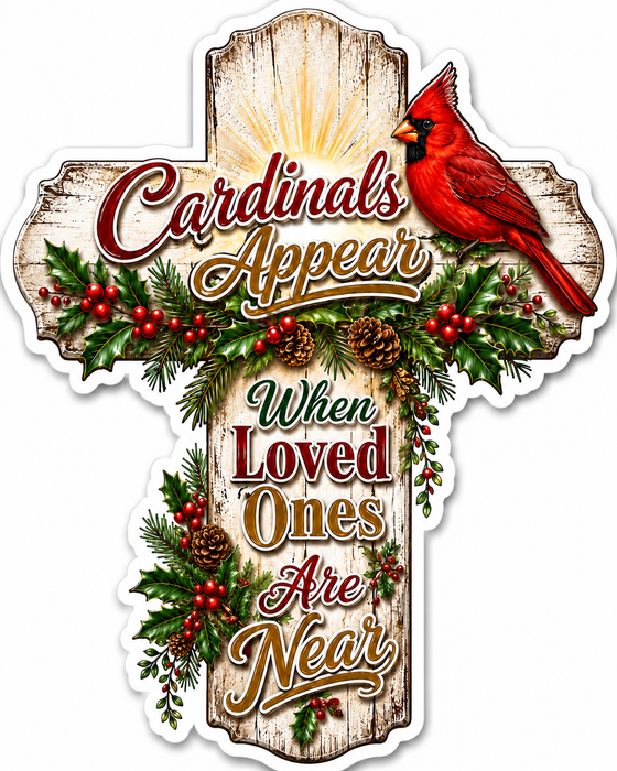 Cardinals Appear Cross, PS-W-0064, 12in Sign For Wreath, Wood Wreath Sign - DecoExchange®