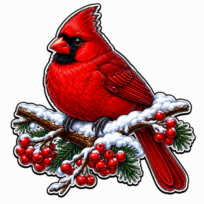 Cardinal on Branch, PS-W-0070, 12in Sign For Wreath, Wood Wreath Sign - DecoExchange®