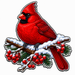 Cardinal on Branch, PS-W-0070, 12in Sign For Wreath, Wood Wreath Sign - DecoExchange®