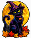 Cat Under Full Moon, PS-W-0031, 12in Sign For Wreath, Wood Wreath Sign