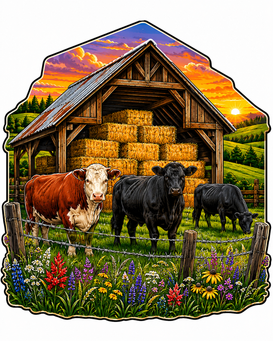 Cow Barn, PS-W-0032, 12in Sign For Wreath, Wood Wreath Sign