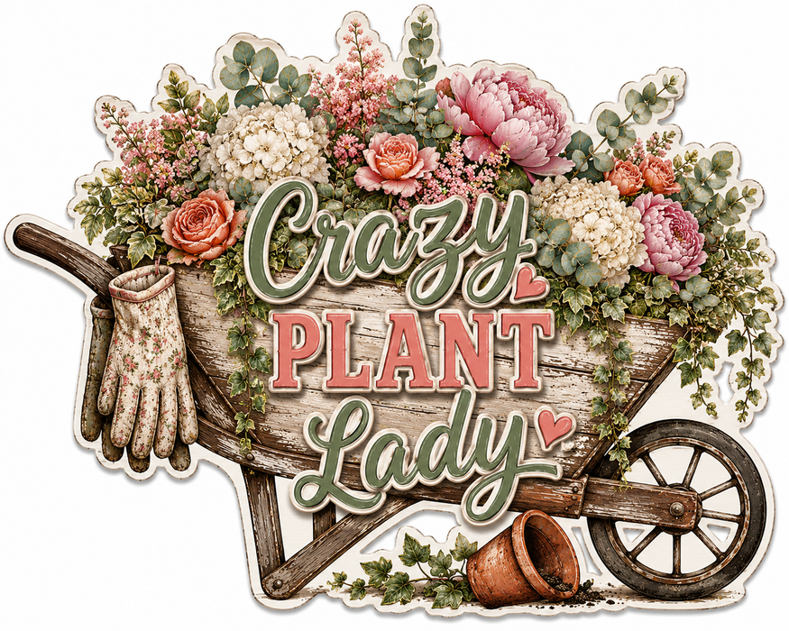 Crazy Plant Lady, PS-W-0017, 12in Sign For Wreath, Wood Wreath Sign