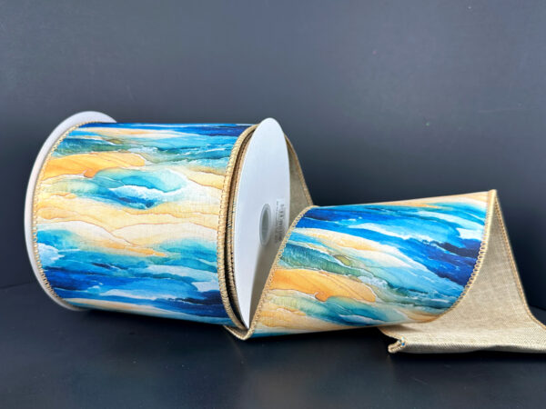 Dbl Sided Oil Painting Ocean Waves/Nat Lin Back, 4"X10Y D43614-04-39 - DecoExchange®