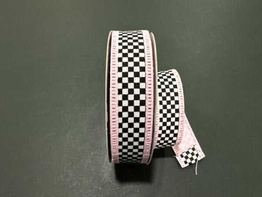 Pnk Dupioni/Blk-Wht Chex Back/Thckr Wire, 1"X10Y D46632-10-03 - DecoExchange®