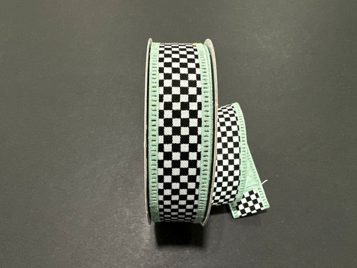 Mint Dupioni/Blk-Wht Chex Back/Thckr Wire, 1"X10Y D46632-10-06 - DecoExchange®