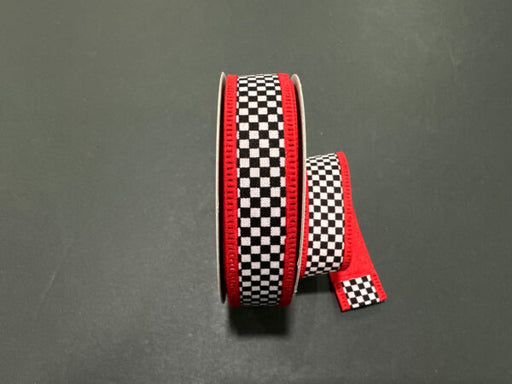 Rd Dupioni/Blk-Wht Chex Back/Thckr Wire, 1"X10Y D46632-10-12 - DecoExchange®