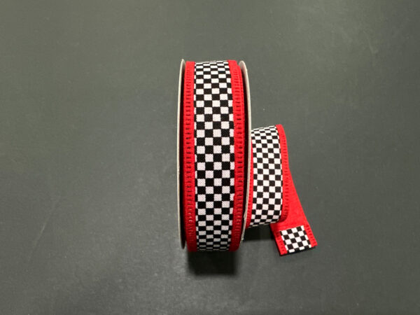 Rd Dupioni/Blk-Wht Chex Back/Thckr Wire, 1"X10Y D46632-10-12 - DecoExchange®