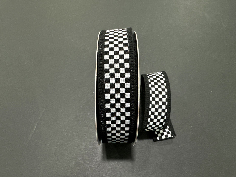 Blk Dupioni/Blk-Wht Chex Back/Thckr Wire, 1"X10Y D46632-10-21