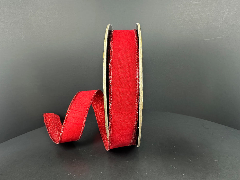 Red Lush Velvet/Red Glitter Back, 1"X10Y D62602-10-13