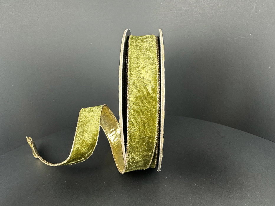 Moss Lush Velvet/Gold Metallic Back, 1"X10Y D72607-10-08