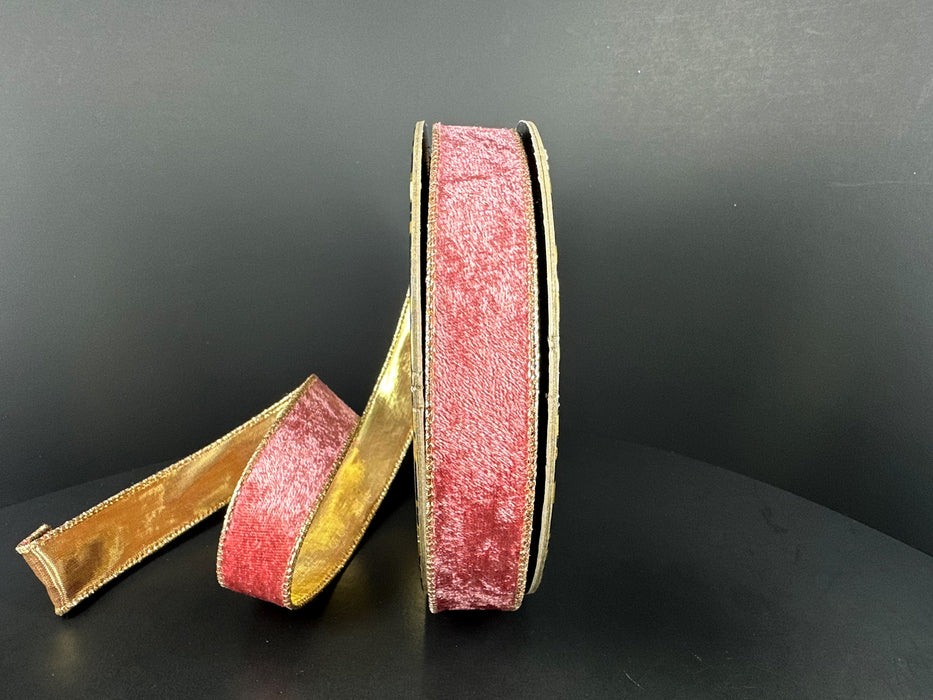Rose Gold Lush Velvet/Gold Metallic Back, 1"X10Y D73648-10-26