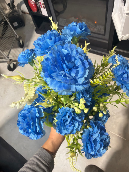 Small Carnation Bush - 9 Stems - Blue - 37388 - DecoExchange®