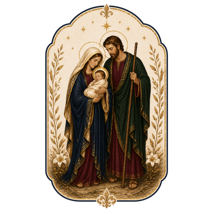 Holy Family Christmas Sign, DBJ-W-0001, 12in Sign For Wreath, Wood Wreath Sign