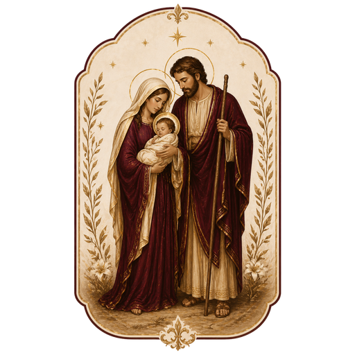 Burgandy Holy Family Christmas Sign, DBJ-W-0002, 12in Sign For Wreath, Wood Wreath Sign