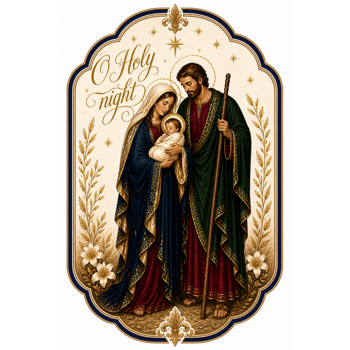 Holy Night, Holy Family Christmas Sign, DBJ-W-0003, 12in Sign For Wreath, Wood Wreath Sign