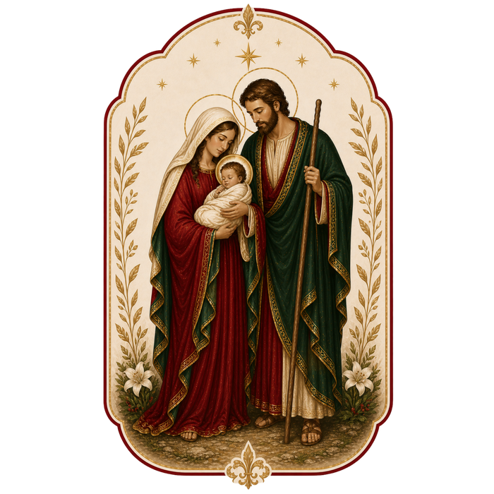 Holy Family Christmas Sign, DBJ-W-0004, 12in Sign For Wreath, Wood Wreath Sign