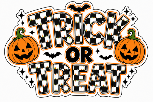 Trick or Treat Pumpkins Checkered, DBJ-W-0014, DBJ-W, 12in Sign For Wreath, Wood Wreath Sign