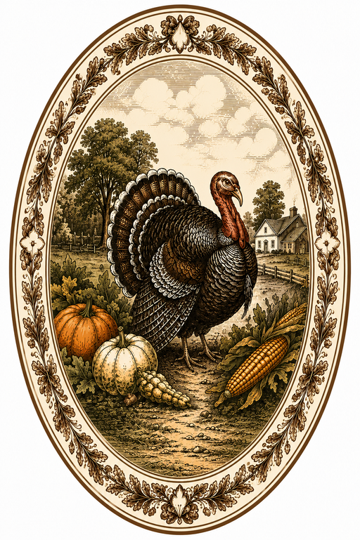 Thanksgiving Turkey Oval, DBJ-W-0024, DBJ-W, 12in Sign For Wreath, Wood Wreath Sign