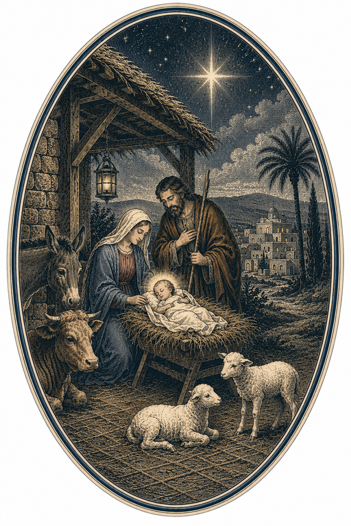 Nativity Oval, DBJ-W-0026, DBJ-W, 12in Sign For Wreath, Wood Wreath Sign