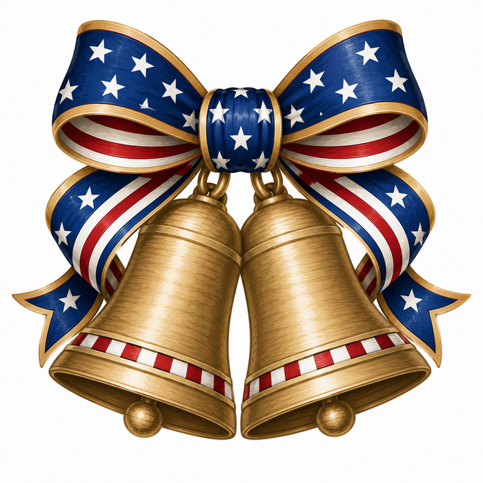 Patriotic Double Bells, DBJ-W-0027, DBJ-W, 12in Sign For Wreath, Wood Wreath Sign