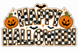 Happy Halloween Checkered Pumpkins, DBJ-W-0030, DBJ-W, 12in Sign For Wreath, Wood Wreath Sign