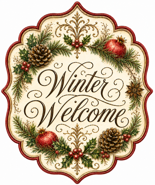 Winter Welcome, Christmas Sign, Winter Sign, DBJ-W-0037, 12in Sign For Wreath, Wood Wreath Sign