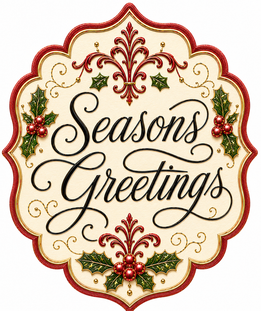 Red Seasons Greetings, Christmas Sign, DBJ-W-0040, 12in wood Sign For Wreath