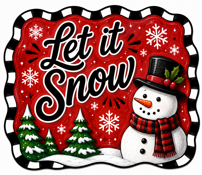 Let it Snow Snowman Check, DBJ-W-0048, 12in Sign For Wreath, Wood Wreath Sign - DecoExchange®